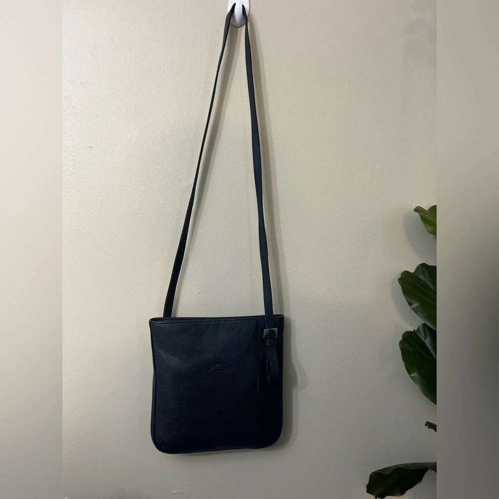 Longchamp Dark Leather Messenger Bag